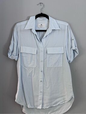 Babaton Pale Blue Roll-Tab Utility Shirt